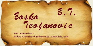 Boško Teofanović vizit kartica